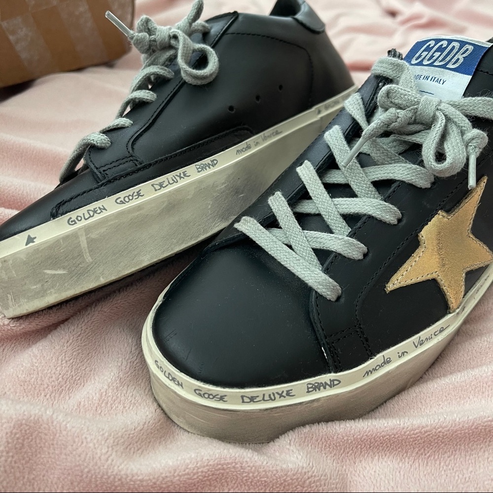 Golden Goose Black Hi Star Sneakers with Gold Star | US Size 7 - Picture 12 of 16
